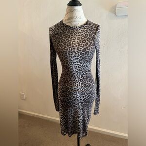 BCBGMAXAZRIA LEOPARD BODYCON MIDI